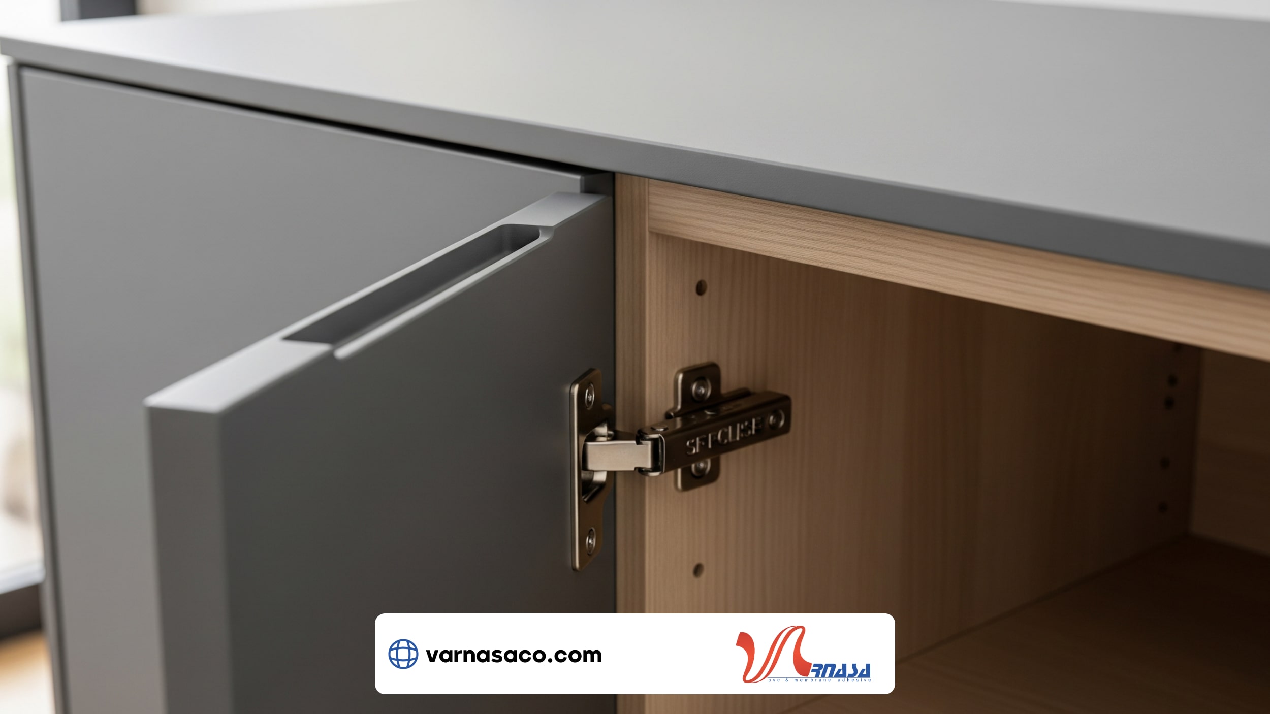 سیستم دستگیره مخفی و یراق‌آلات آرام‌بند در کابینت مدرن