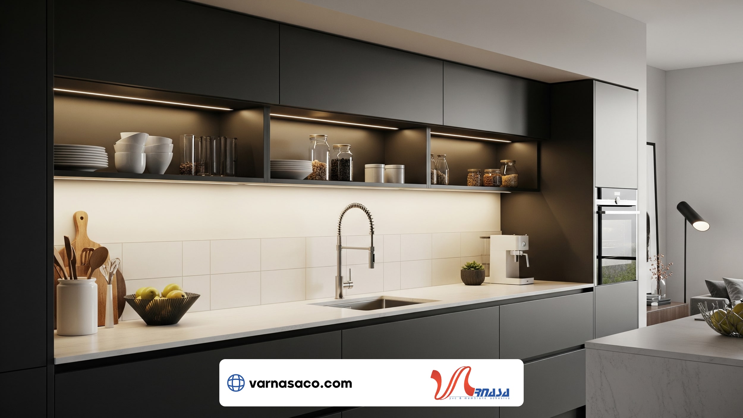 نورپردازی LED در طراحی کابینت مدرن آشپزخانه